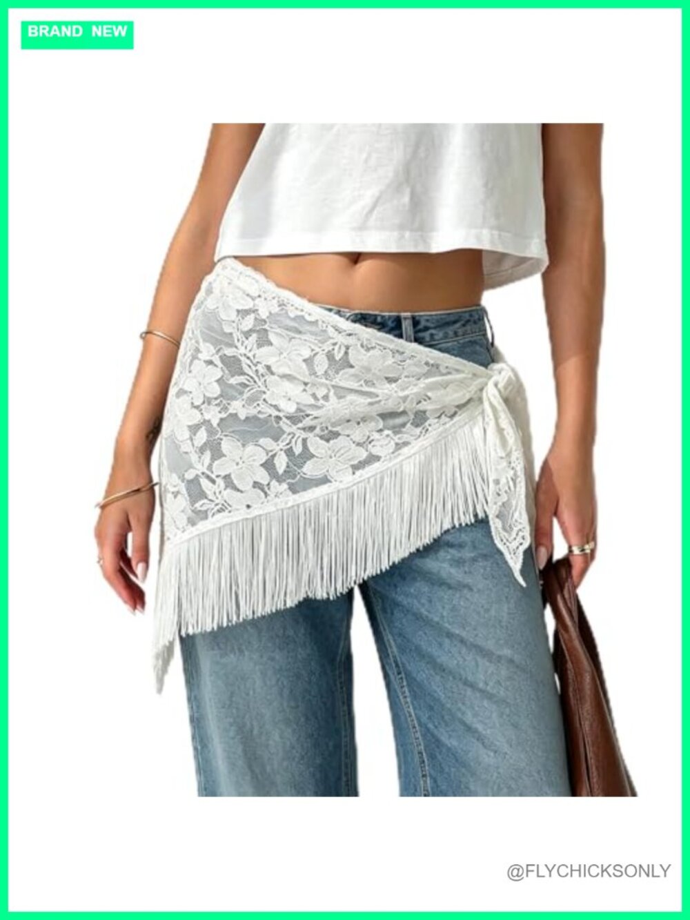 Women Lace Fringe Scarf Belt Sheer Mesh Waist Hip Scarfs Beach Cover Up